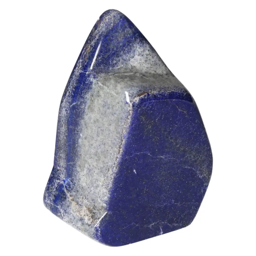 Lapis Lazuli Obelisk from Pakistan featuring deep blue hues and golden pyrite flecks, symbolizing wisdom and inner power.