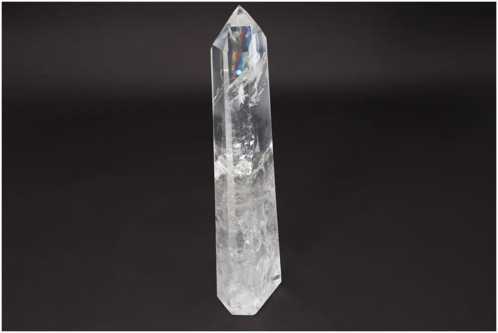 Large Lemurian Quartz Obelisk, hand-selected for clarity, balance, and growth, ethically sourced and naturally formed crystal
