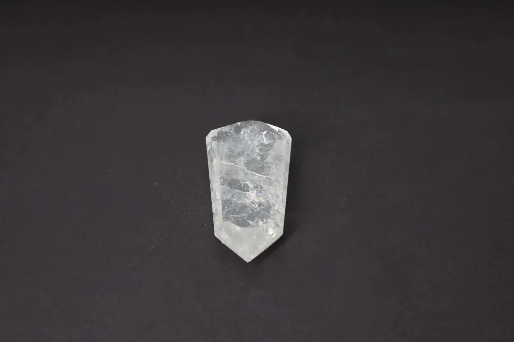 Lemurian Quartz Point crystal with horizontal striations, representing ancient Lemurian wisdom and spiritual harmony.