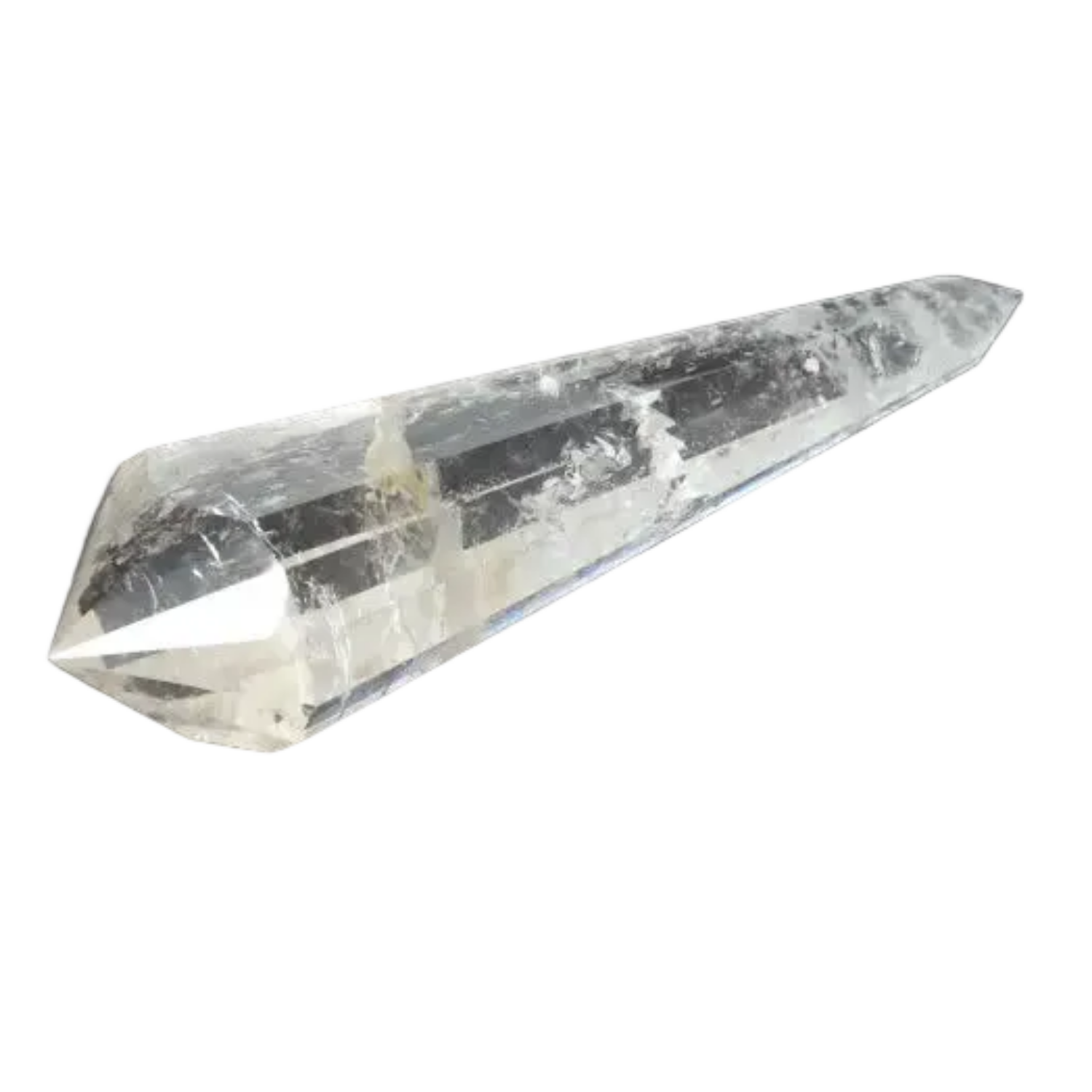 Lemurian Quartz Point crystal featuring horizontal striations, symbolizing ancient wisdom from the mythical Lemurian civilization.
