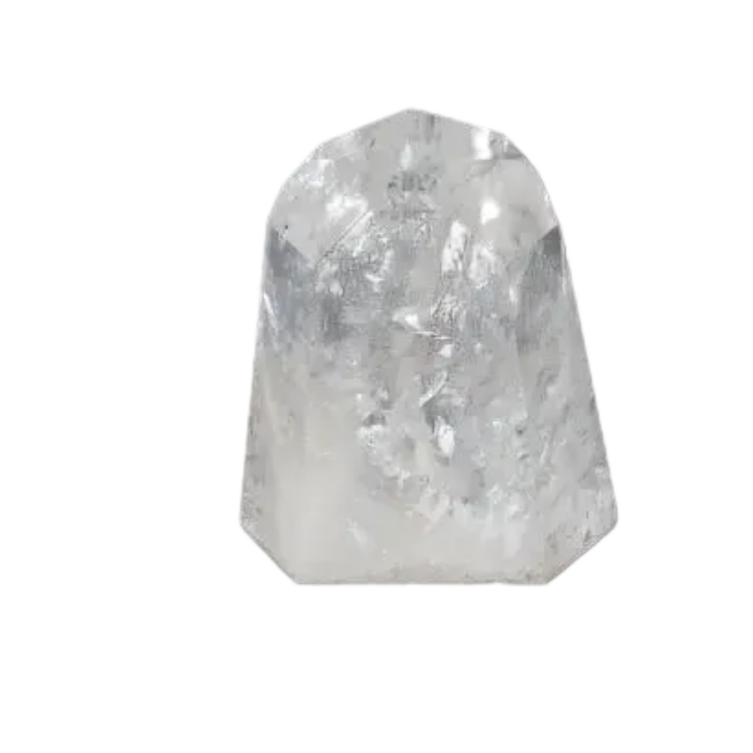 Lemurian Quartz Obelisk from Sylvia Crystals on a black background, showcasing its purity and spiritual enhancement qualities.