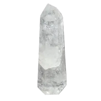 Lemurian Quartz Obelisk on black background, a premium crystal from Sylvia Crystals, known for purifying energy and neutralizing negativity.