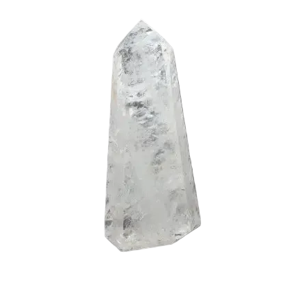 Lemurian Quartz Obelisk on dark background, featuring a premium crystal for luxury and spiritual harmony by Sylvia Crystals.