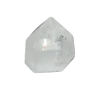 Lemurian Quartz Obelisk on black background, showcasing its translucent properties and spiritual significance.