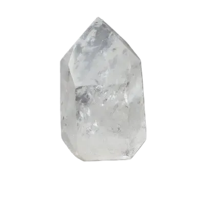 Lemurian Quartz Obelisk for chakra alignment and spiritual energy work against a black background.