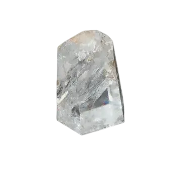 Lemurian Quartz Obelisk on a dark background, showcasing unique crystal clarity and energetic properties for spiritual and chakra healing.