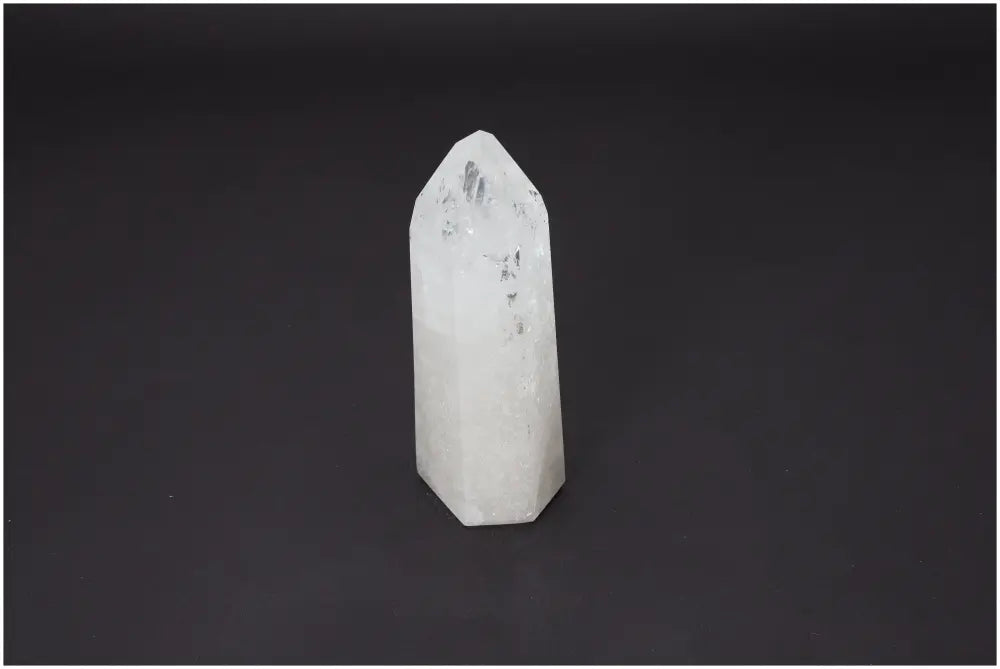 Lemurian Quartz Obelisk for chakra alignment and zodiac support, enhancing body and soul energy with its unique properties.