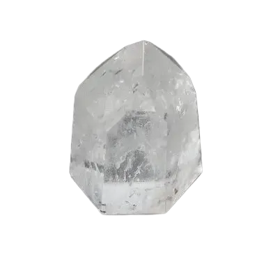 Lemurian Quartz Obelisk resting on a dark surface, showcasing its unique crystal structure and energetic properties.