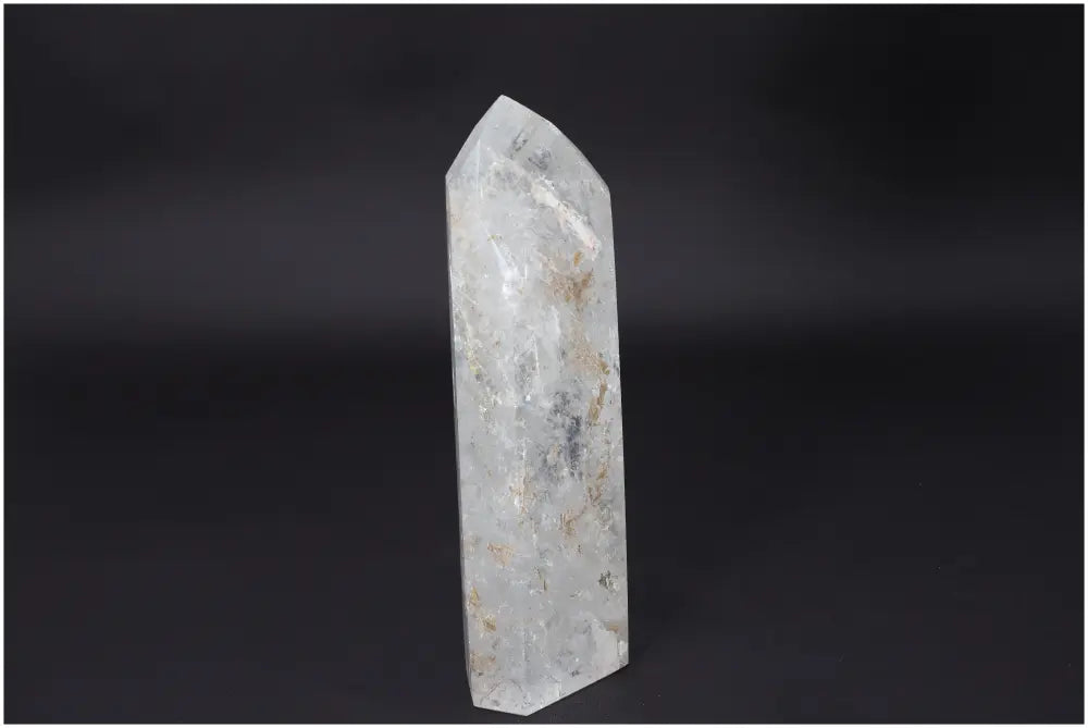 Lemurian Quartz Obelisk for clarity and balance, hand-selected and ethically sourced, enhancing energy and intentions.