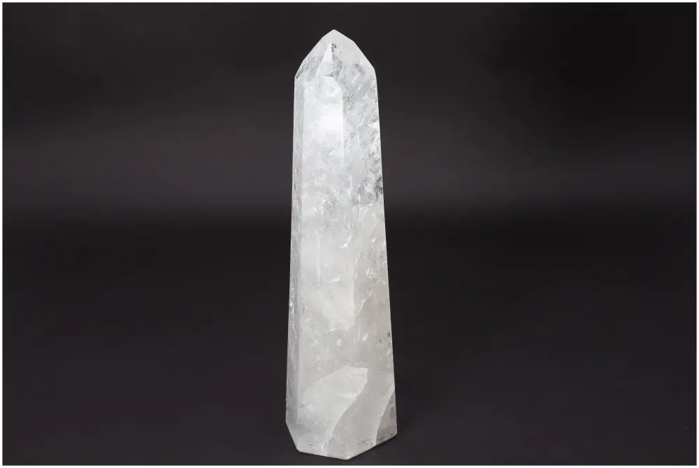 Lemurian Quartz Obelisk, Clear Quartz crystal for clarity, balance, personal growth; ethically sourced, hand-selected, natural formation.