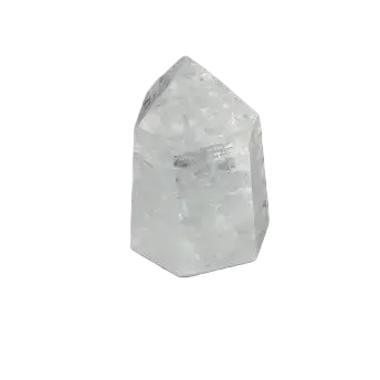 Lemurian Quartz Obelisk on black background, known for enhancing clarity and balance. Ethically sourced, naturally formed crystal.