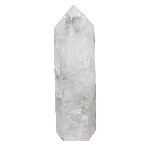 Lemurian Quartz Obelisk for clarity and growth, ethically sourced and naturally formed "Master Healer" crystal on a black background.