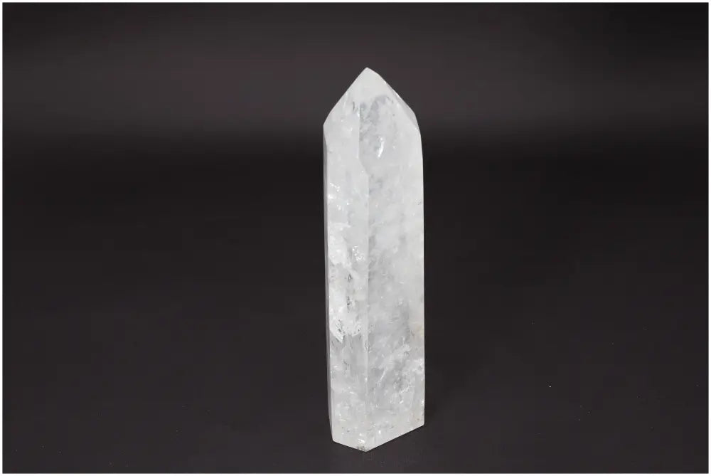 Lemurian Quartz Obelisk, clear quartz crystal for clarity, balance, and personal growth, ethically sourced and naturally formed.
