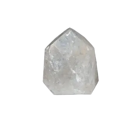 Lemurian Quartz Obelisk on a dark background, showcasing its clear, naturally formed crystal structure, perfect for personal growth and balance.