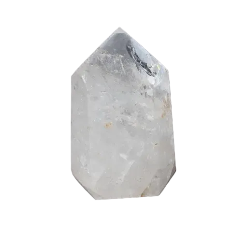 Lemurian Quartz Obelisk on dark background, crystal for clarity, balance, personal growth, Master Healer energy amplifier.