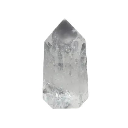 Lemurian Quartz Obelisk against a dark background, showcasing its clear, naturally formed crystal structure for clarity and balance.