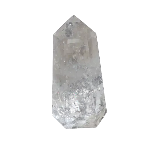 Lemurian Quartz Obelisk for clarity and balance, ethically sourced crystal known as the Master Healer, on black background