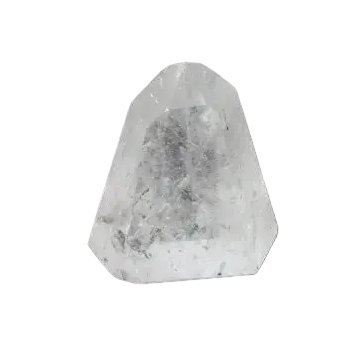 Clear Quartz Lemurian Obelisk on dark background, ethically sourced for clarity and balance, known as "Master Healer" crystal.