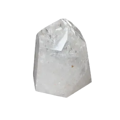 Lemurian Quartz Obelisk on black background, a hand-selected clear quartz crystal for clarity, balance, and personal growth.