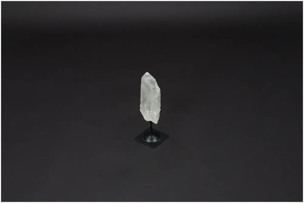 Lemurian Quartz on metal stand for harmonizing and purification, ideal for absorbing negative energy and electromagnetic radiation.