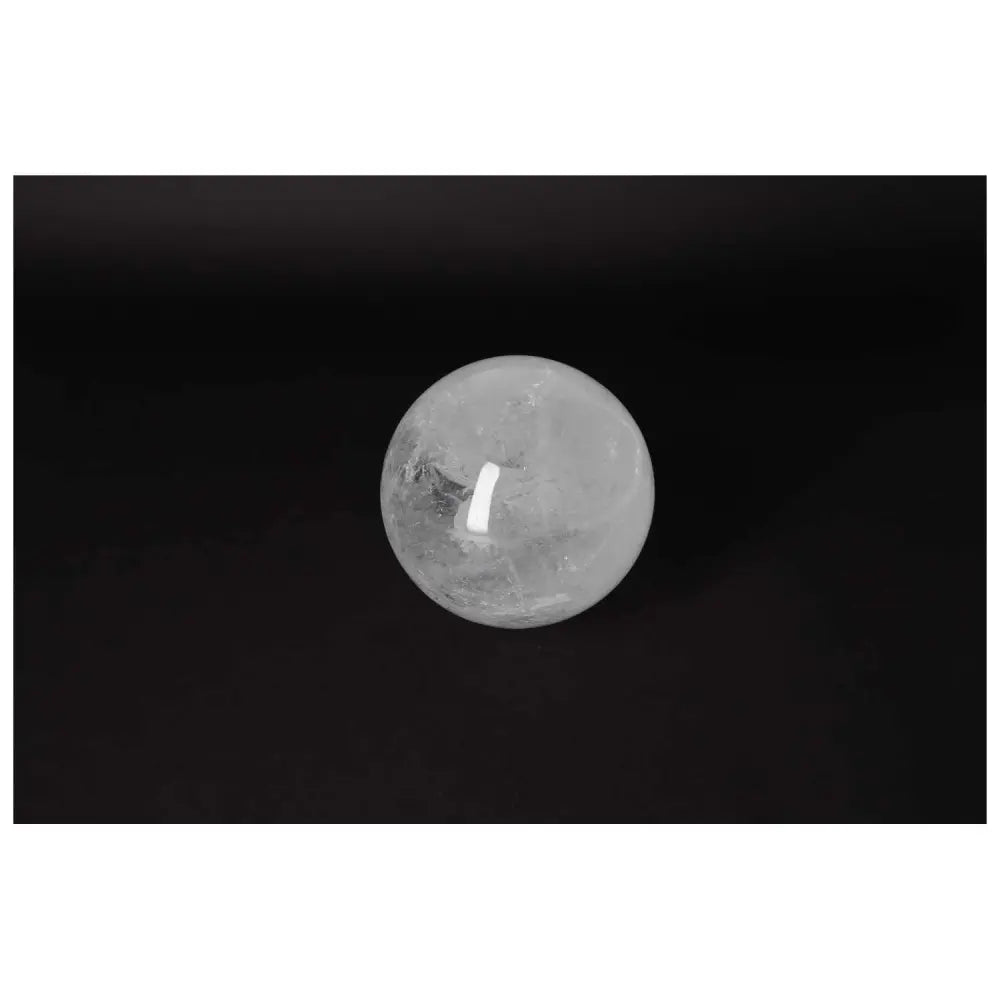 Lemurian Quartz Sphere 13 CM on black background, showcasing its radiant energy and luminous clarity for spiritual growth and intuition.