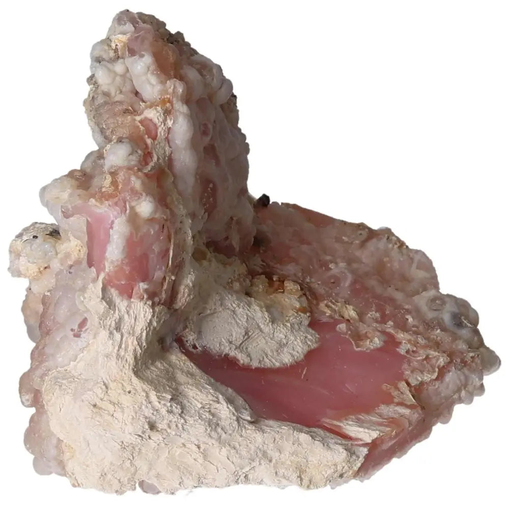 Mangano Calcite crystal with soft pink hues for compassion and emotional healing, ideal for meditation and energy work.