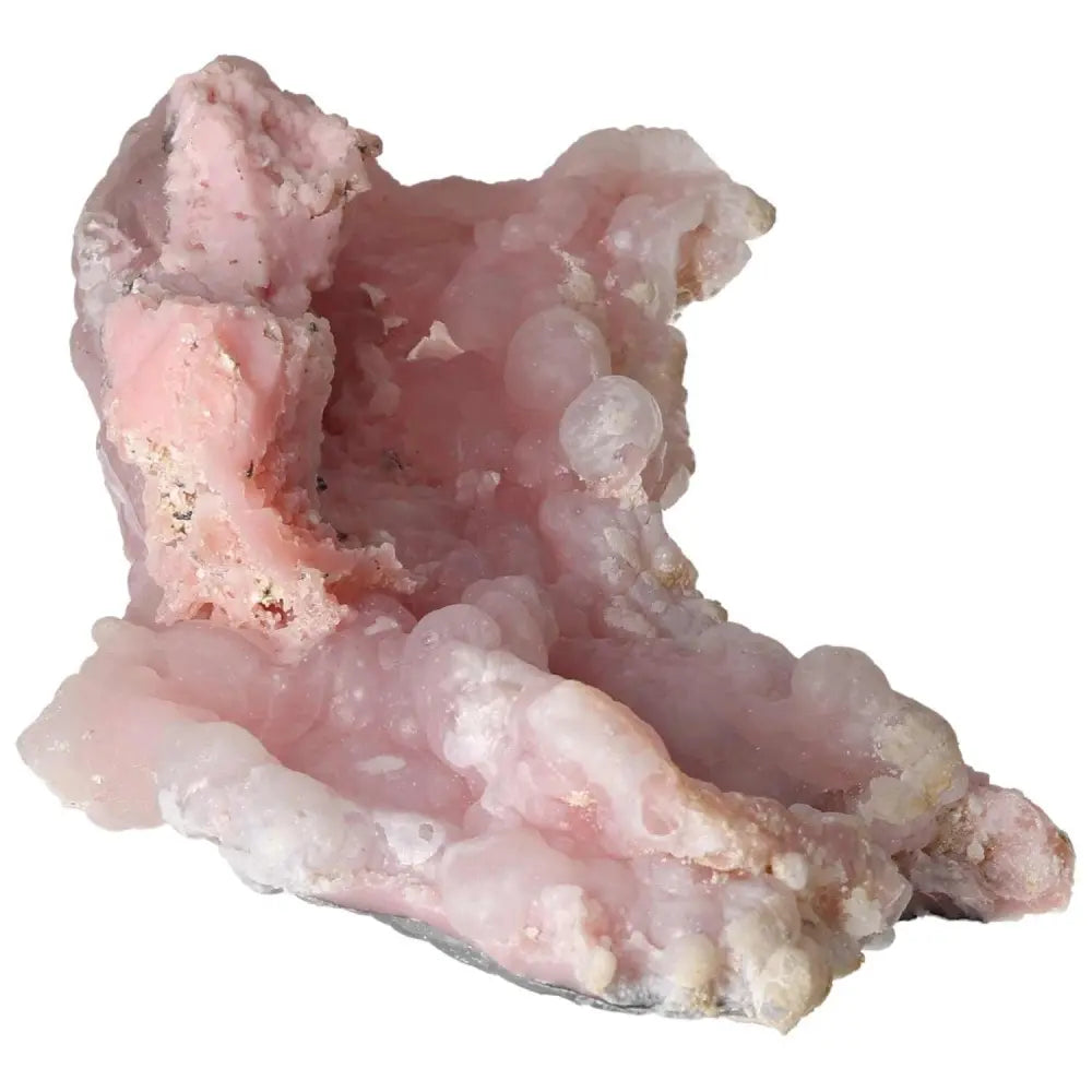 Pink Mangano Calcite crystal, known for heart-healing and emotional release, showing its soothing and gentle texture.