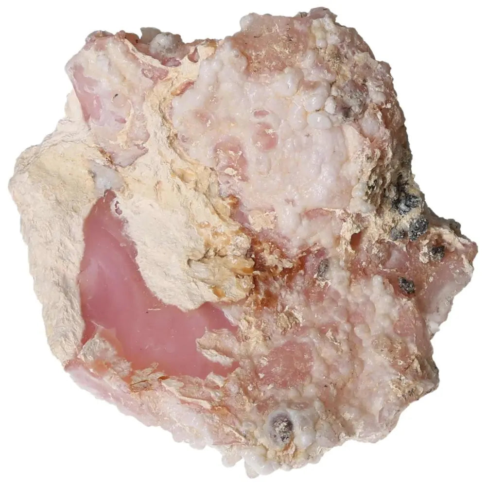Mangano Calcite gemstone displaying pink hues, known for compassion and emotional healing properties, ideal for meditation.