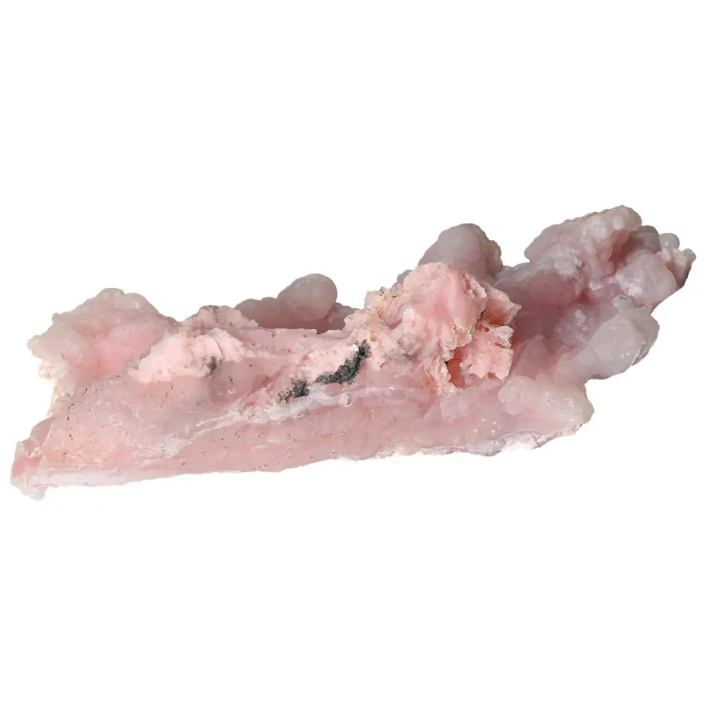 Mangano Calcite crystal, a soft pink stone, known for compassion, emotional healing, and heart chakra energy work.