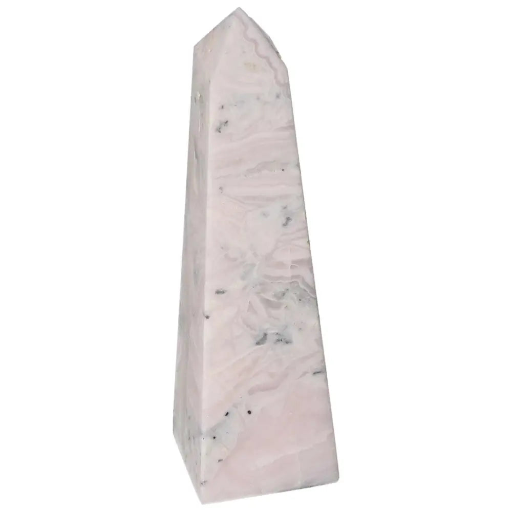 Pink Manganocalcite Tower crystal for healing, boosting creativity, and promoting peace and calm.