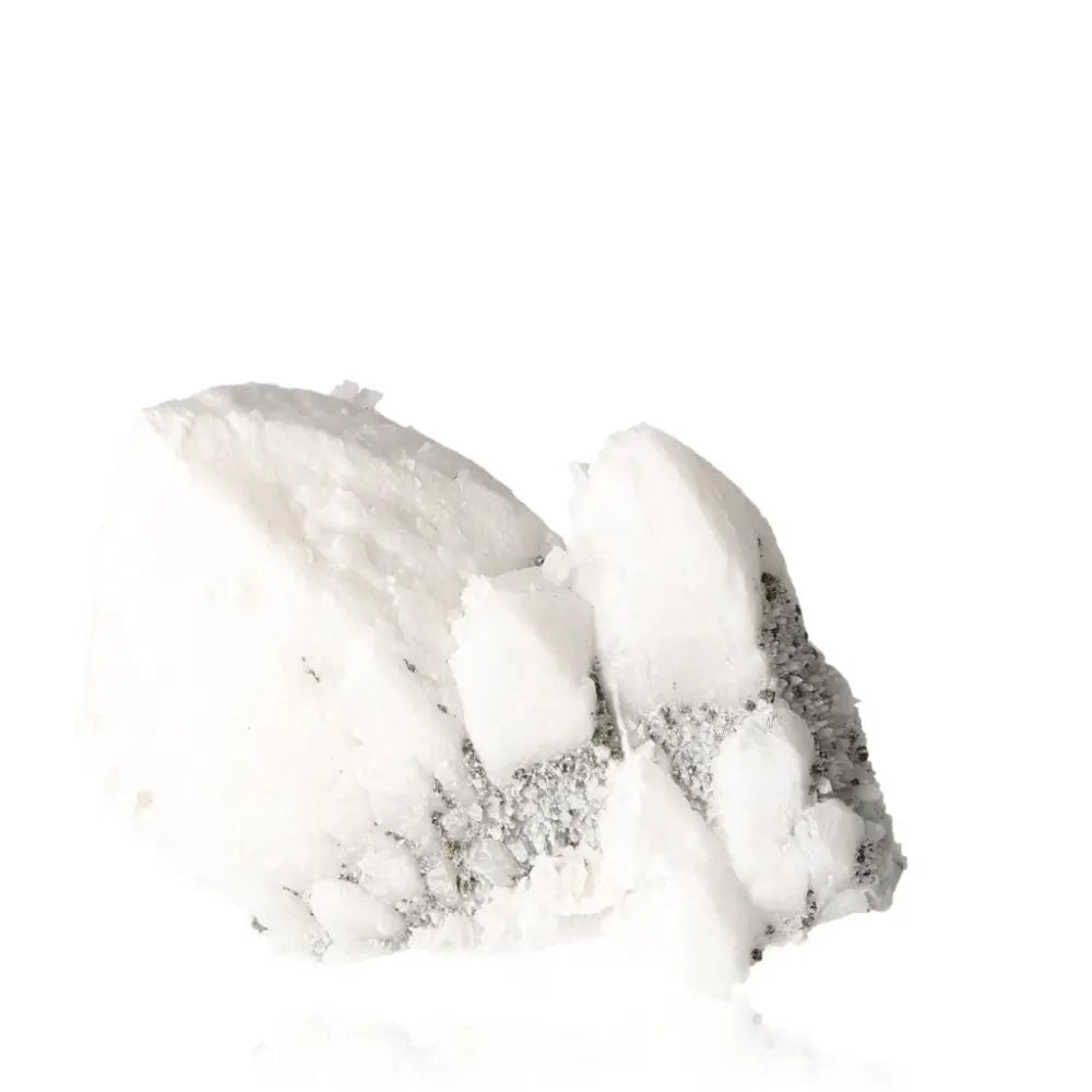 Exquisite Milky Quartz with Pyrite crystal from Sylvia Crystals, showcasing a serene blend of luxury and spiritual depth.