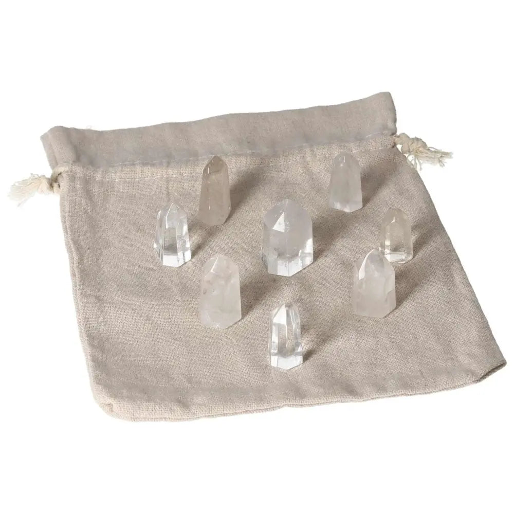 Mini Clear Quartz points on fabric, crystal healing, energy alignment