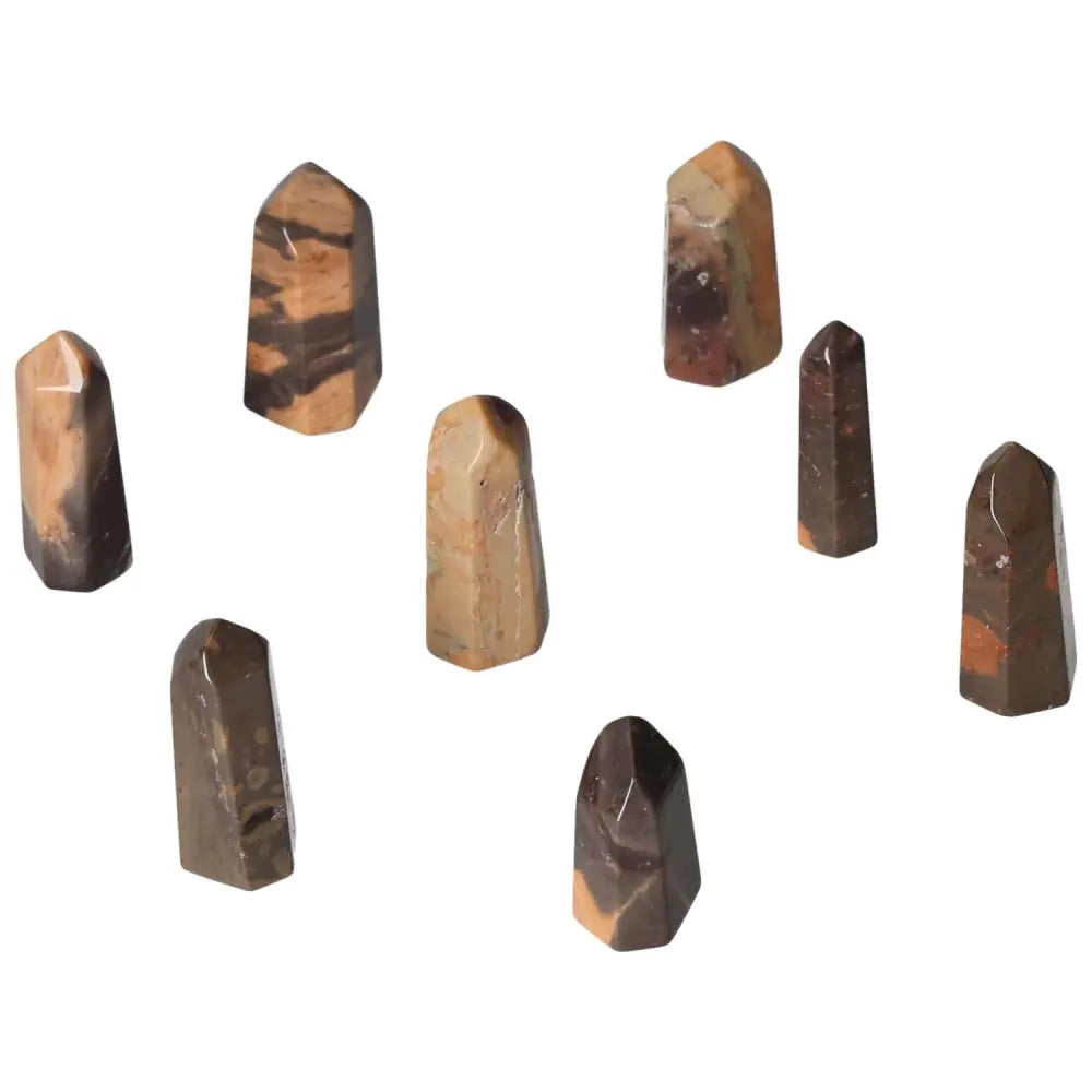 Mini Point Tiger Jasper stones for stress relief and balance, promoting harmony and positive energy. Enhance well-being and willpower.