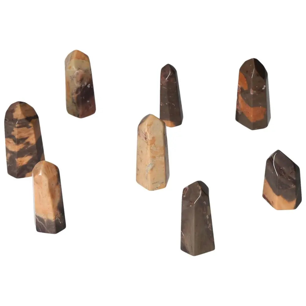 Mini Point Tiger Jasper stones offering harmony and stress relief, enhance well-being with positive energy for balance and strength.
