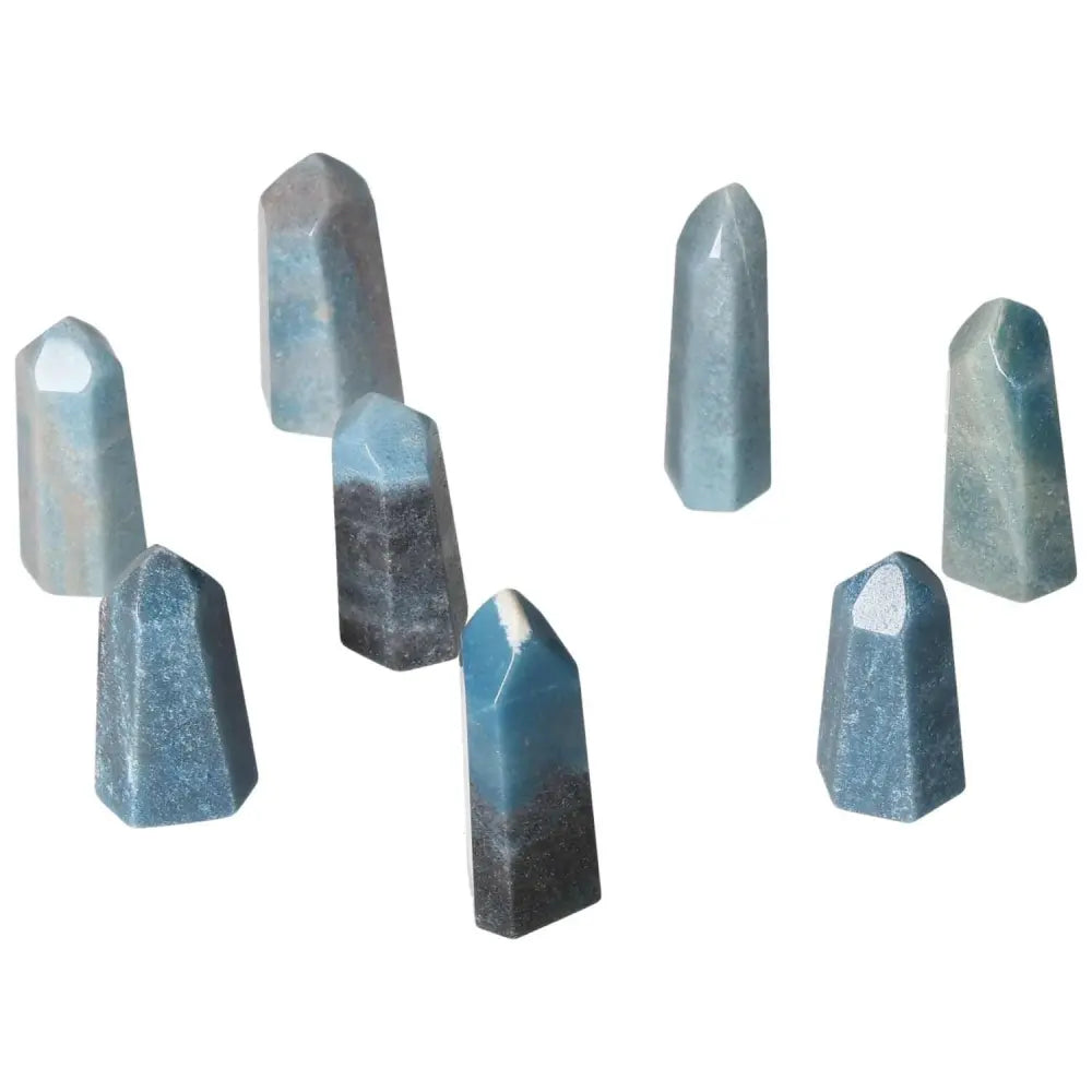Mini Trolleite Point crystals in beautiful blue tones, ideal for meditation and promoting peace, focus, and spiritual alignment.