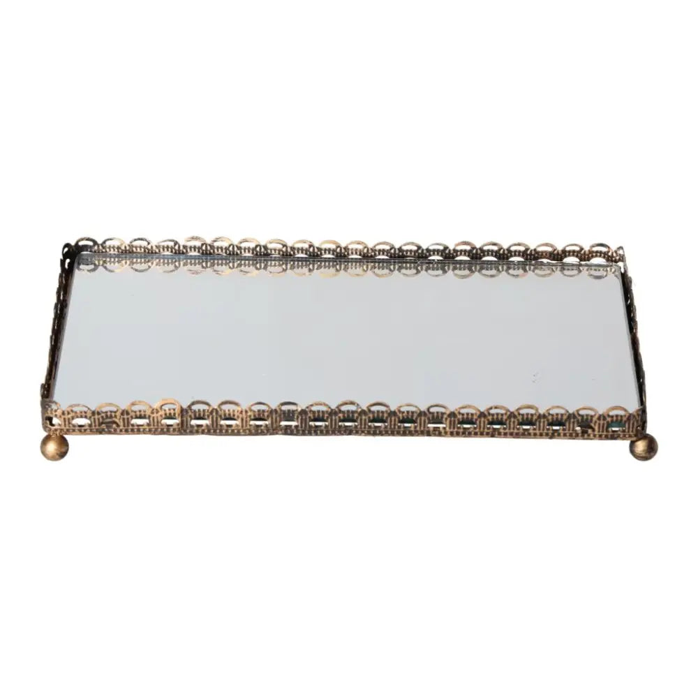 Elegant mirrored lantern base with decorative border, ideal for luxury home decor and enhancing space with sophistication and style.