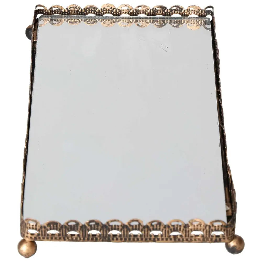 Elegant mirrored lantern base with intricate golden trim, perfect for adding sophistication to luxury home decor.