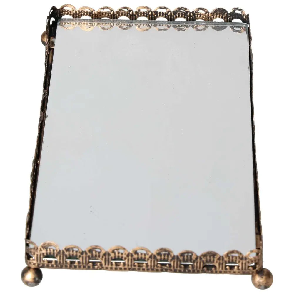 Elegant mirrored lantern base with intricate metal detailing, perfect for adding sophistication and tranquility to any home decor.