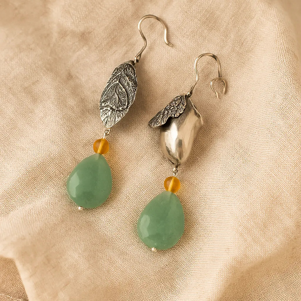 Mixed Earrings - Chrysalis And Leaf With Butterfly Sylvia Crystals Sp. z o.o.