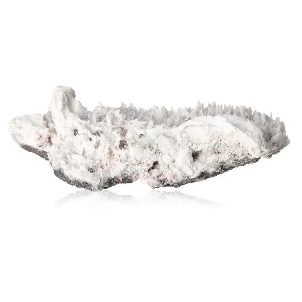 Museum quality milky quartz gemstone showcasing mystical and elegant beauty against a white background.