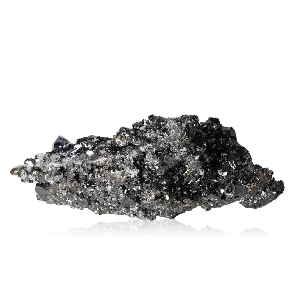 Museum quality Galena gemstone showcasing its captivating silver-gray crystalline structure.