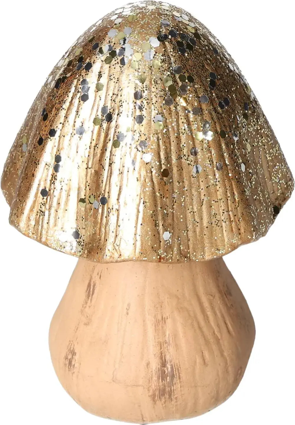 Elegant gold ceramic mushroom by Sylvia Crystals, perfect for adding timeless elegance to any space. A true decorative masterpiece.