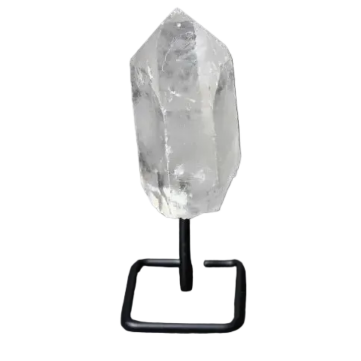 Natural Clear Quartz Point on Stand, Master Healer Crystal for Meditation and Energy Amplification, Elegant Home Decor Piece