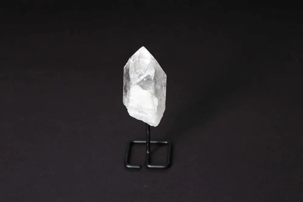 Natural Clear Quartz Point on Stand for energy amplification and clarity in meditation and manifestation