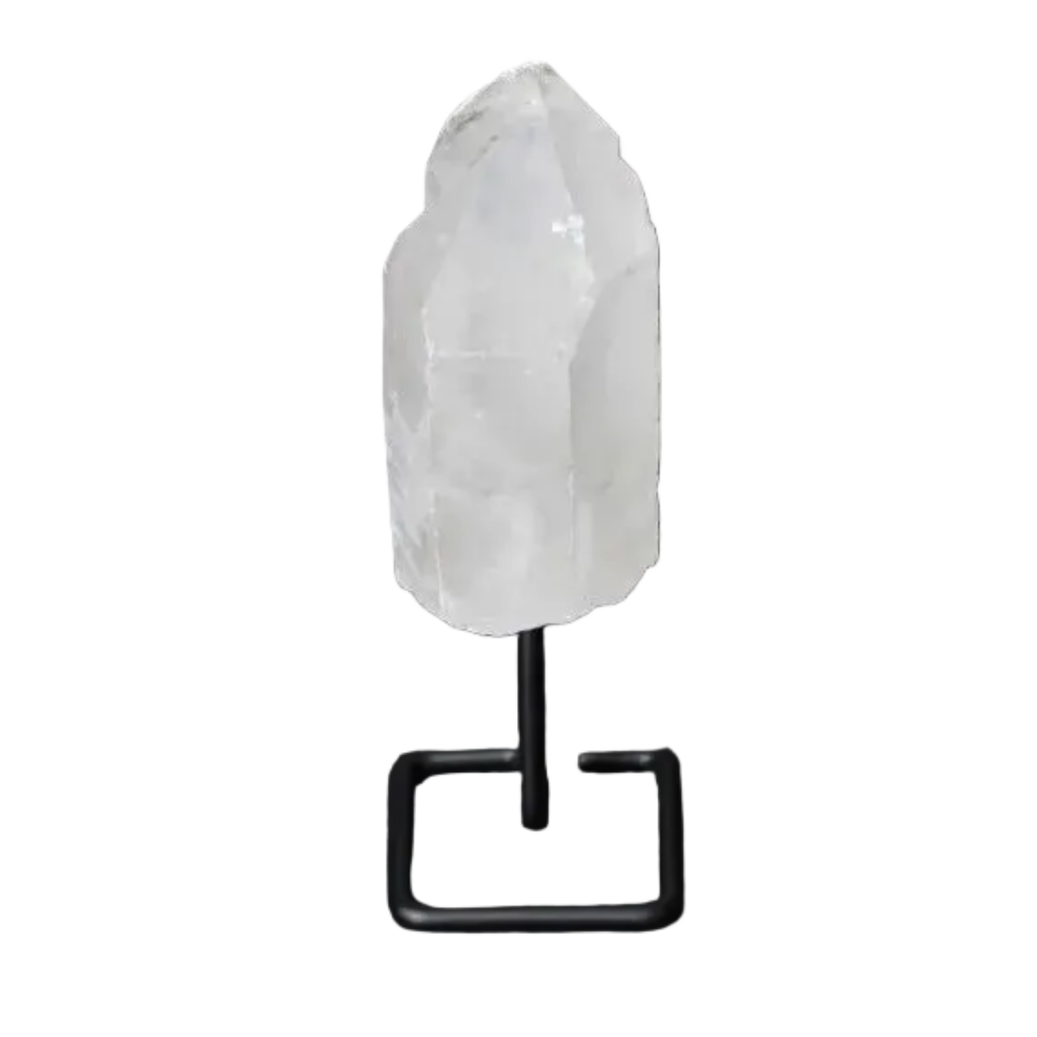 Natural Clear Quartz Point on Stand for energy amplification and clarity, perfect for meditation and home decor elegance.