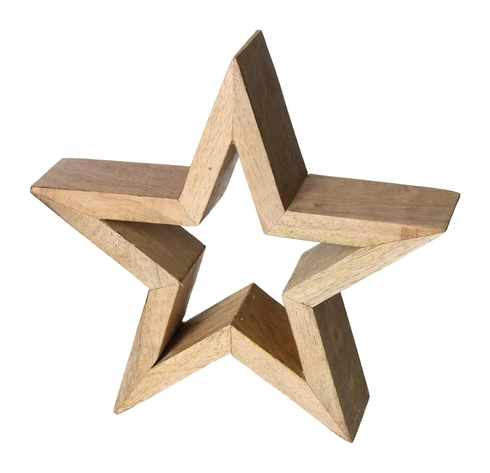 Natural Mango Wood Star Stand from Sylvia Crystals, eco-friendly and contemporary, crafted from sustainable wood for luxury and spirituality.