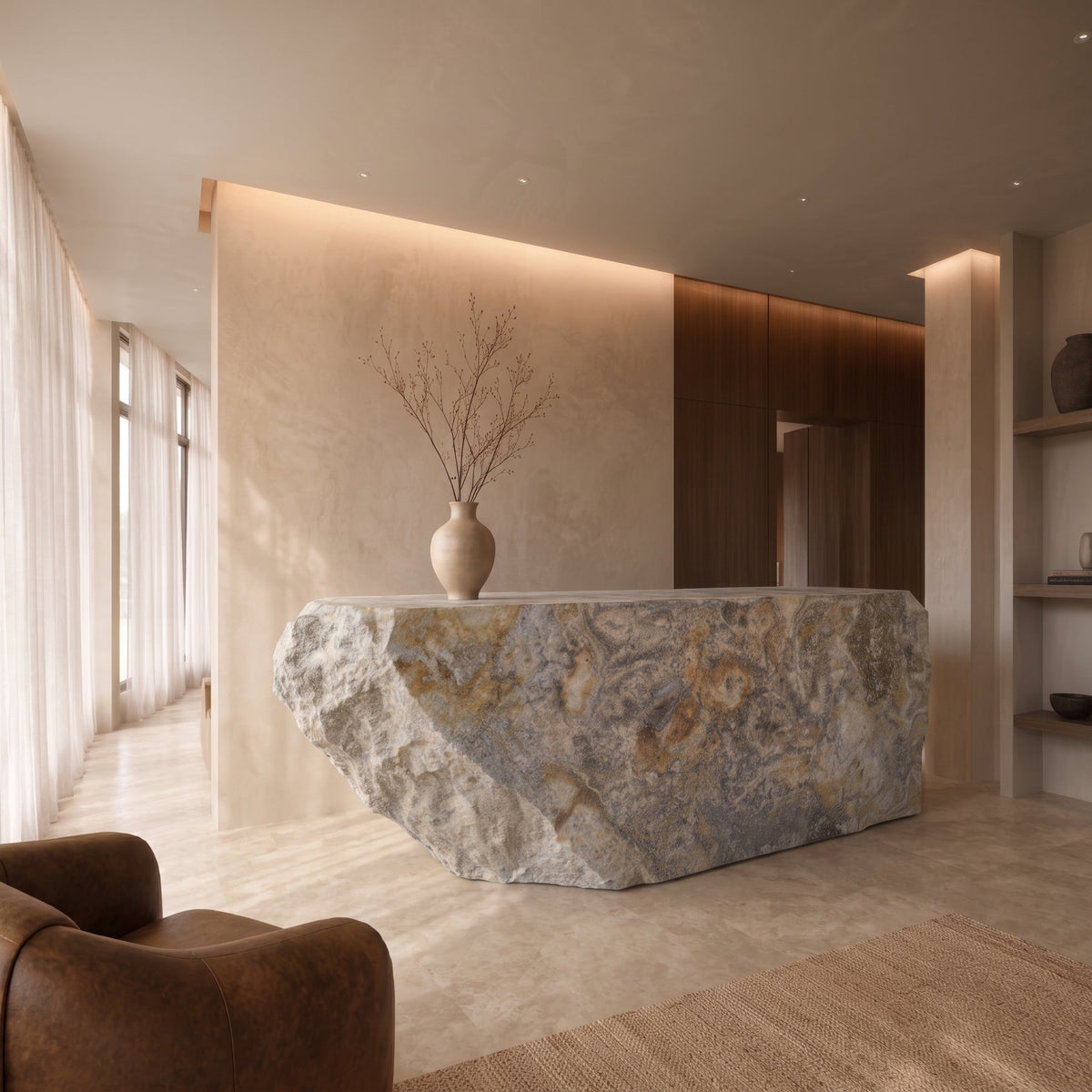 Calcite onyx bar counter 2900 × 500 × 1150 mm