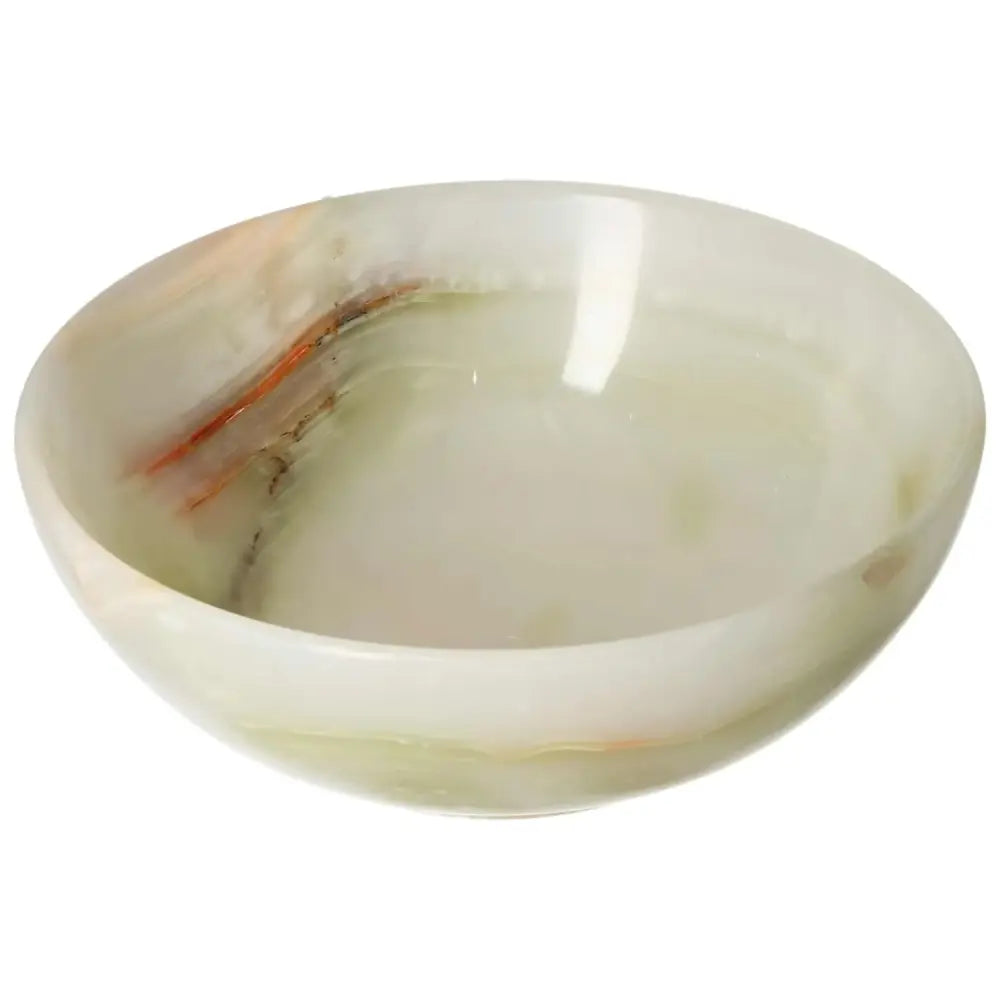 Luxurious 15 cm onyx bowl showcasing unique veining and a polished surface, perfect for enhancing home decor elegance.