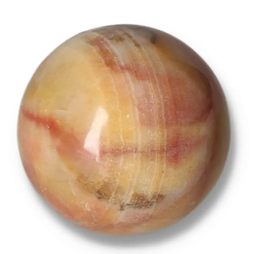 Peach Calcite Sphere S radiating warmth and harmony for emotional renewal and creativity.