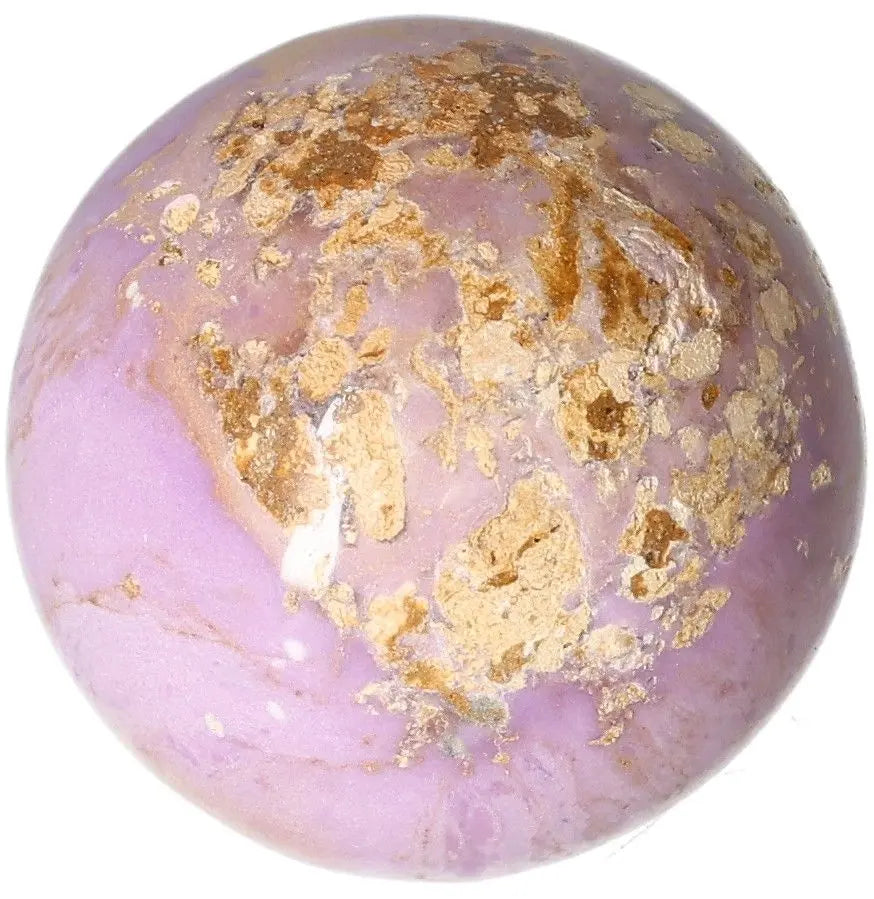 Phosphosidente Sphere featuring a blend of purple and gold hues, showcasing unique patterns and textures.